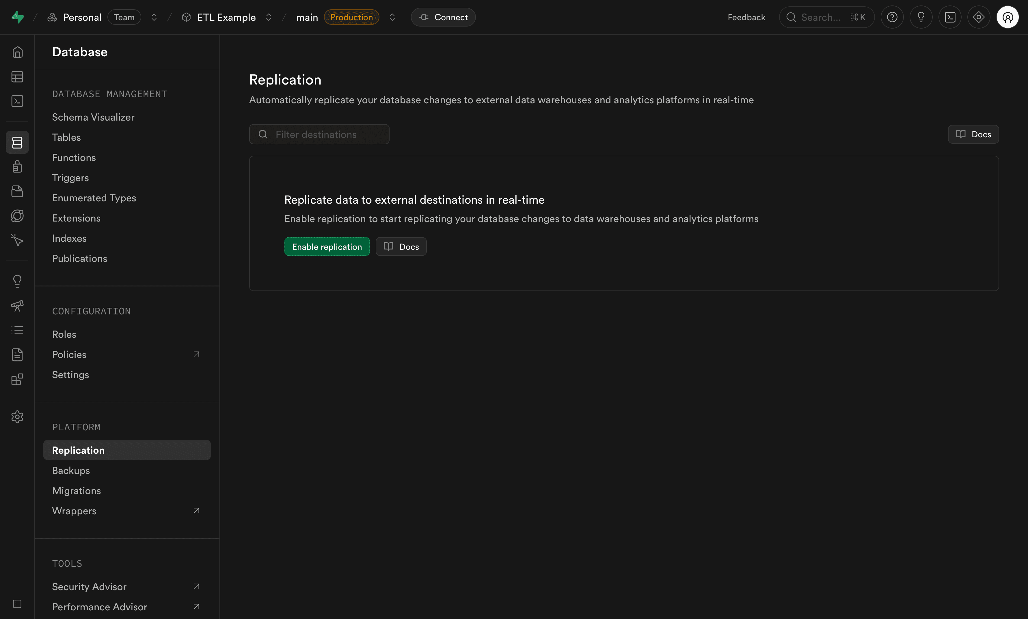 Enable Replication